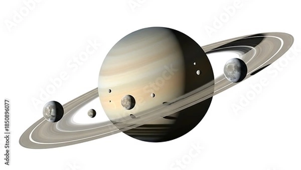 Fototapeta Saturn with its rings and moons