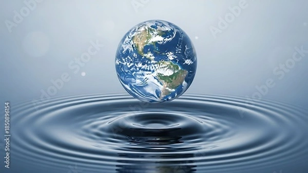 Fototapeta Earth floating on water