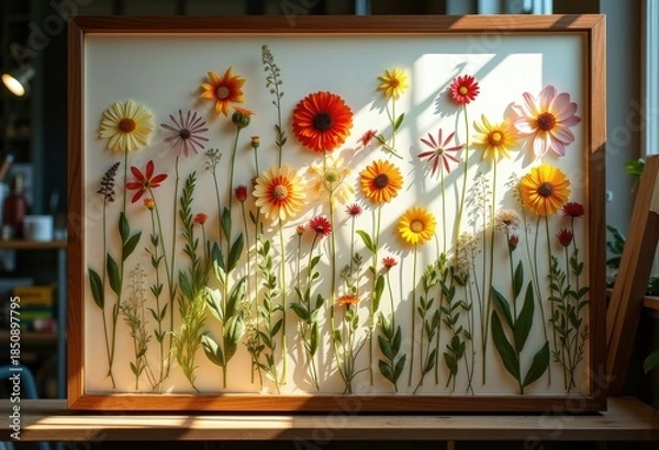 Fototapeta Pressed Flower Art Botanical Specimen Preservation Creative Display Handmade Craft