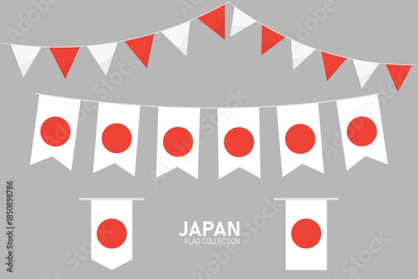 Obraz Japan national flag collection, Flag garlands festive bunting triangle banners and hanging flag