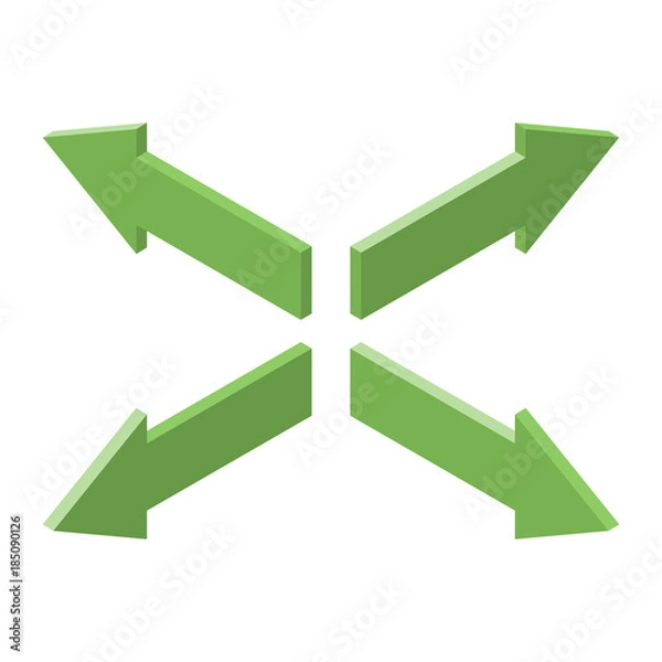 Fototapeta Set of Isometric green arrows, navigation concept illustration