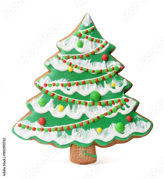Obraz Decorated Christmas tree gingerbread cookie