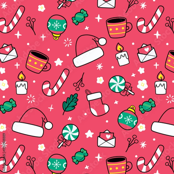 Obraz Colorful funny christmas pattern