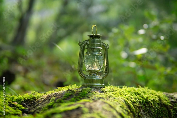 Obraz 森の中のオイルランタン