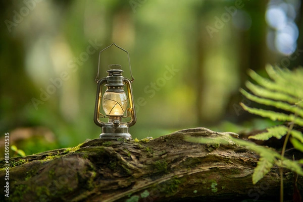 Obraz 森の中のオイルランタン