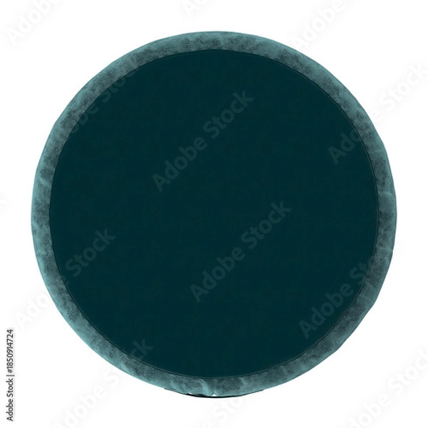 Obraz A dark teal round cushion with a textured grey border on a white background