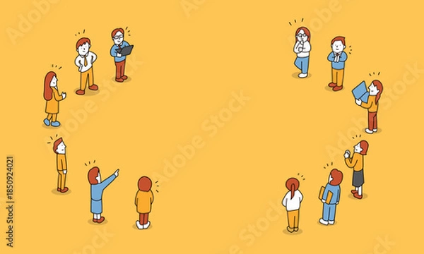 Obraz 集まるビジネスマンのイラストフレーム