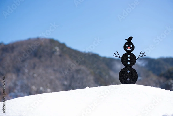 Obraz 雪山と雪だるま