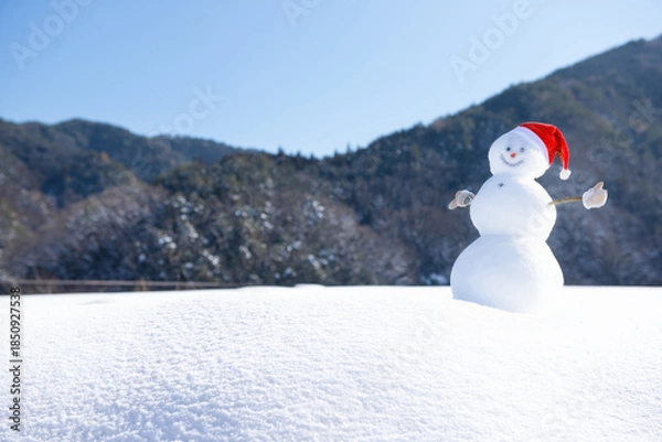 Obraz 雪山と雪だるま