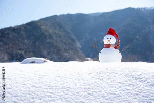 Obraz 雪山と雪だるま