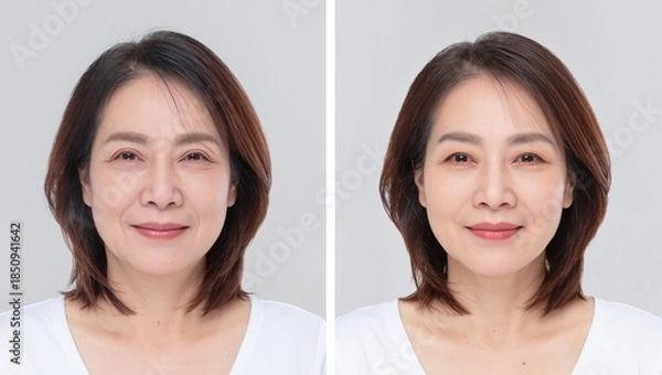 Fototapeta Antiaging beauty comparison.