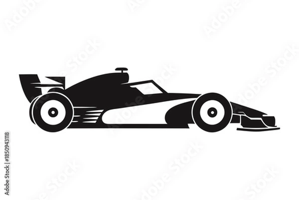 Obraz Race car black silhouette vector illustration on white background
