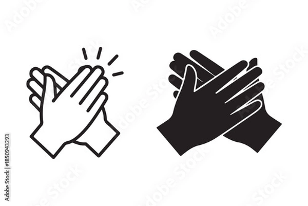 Obraz Clapping hands black icon silhouette on white background