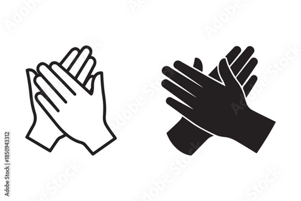 Obraz Clapping hands black icon silhouette on white background