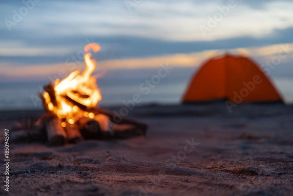 Obraz 焚火とキャンプ