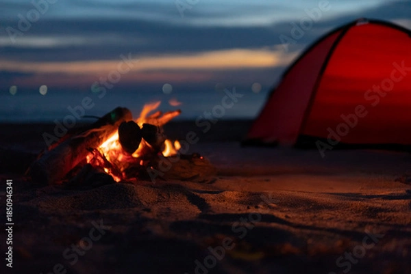 Obraz 焚火とキャンプ