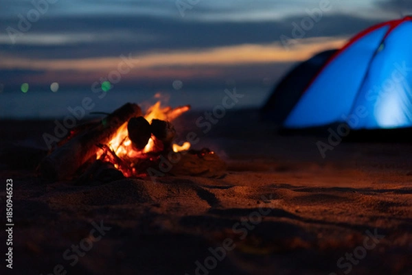 Obraz 焚火とキャンプ