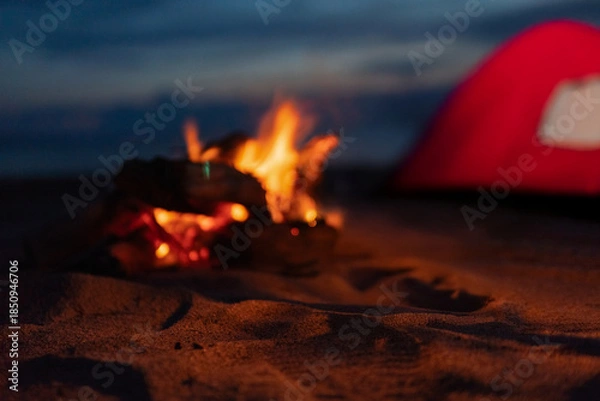 Obraz 焚火とキャンプ