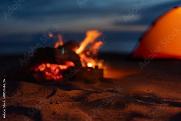 Obraz 焚火とキャンプ