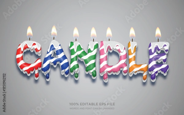 Obraz Colorful Melted Candle 3D editable text style effect