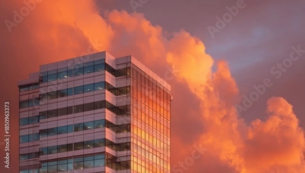 Obraz Modern skyscraper at sunset