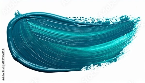 Fototapeta Dynamic Brushstroke in Teal and Blue – Glossy Paint Texture with Expressive Motion and Gradient Depth