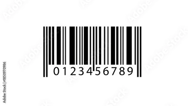 Fototapeta Generic Barcode with Numerical Sequence 0123456789