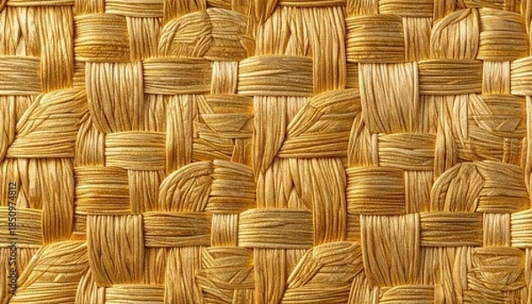 Obraz 注連縄風の黄金編み込みテクスチャ：お正月の縁起物や和モダンな背景素材
