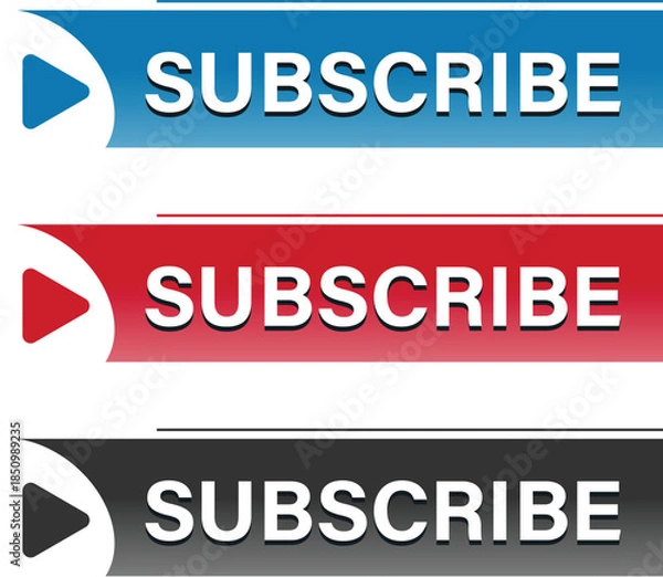 Obraz Flat style subscribe button set for video channels
