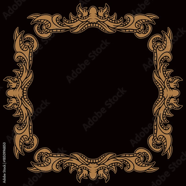 Fototapeta Classic vintage border element with isolate black background