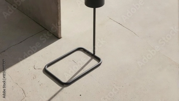 Obraz Minimalist Floor Lamp Casting Shadow on Beige Floor.