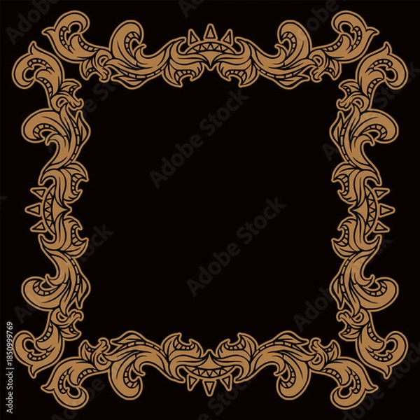 Fototapeta Classic vintage border element with isolate black background
