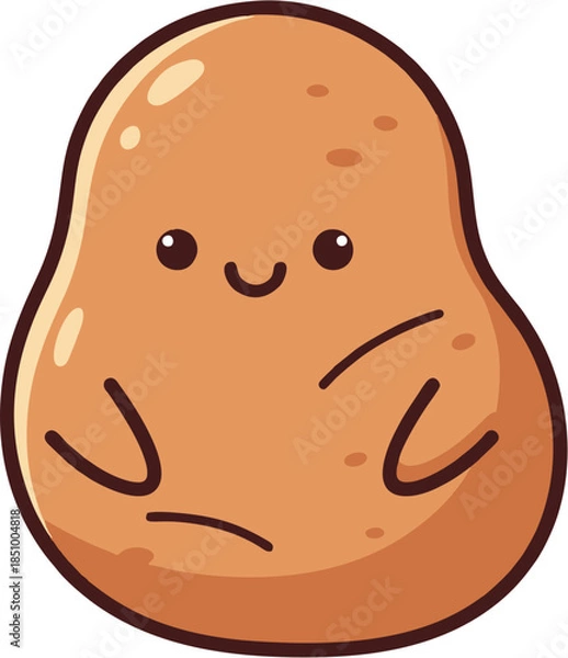 Fototapeta A funny cartoon potato character with a smiling face and comic art style creates a fun vector illustration perfect for a child or food icon drawing