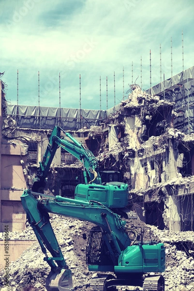 Fototapeta 街中のビルの解体現場