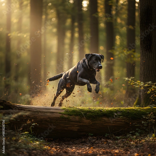 Obraz dog running in the forest