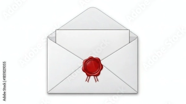 Obraz Elegant Open Envelope with Red Wax Seal and Ribbon Detail