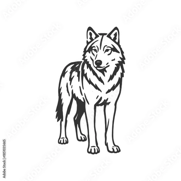 Obraz Lone Path Wolf Razor Carving