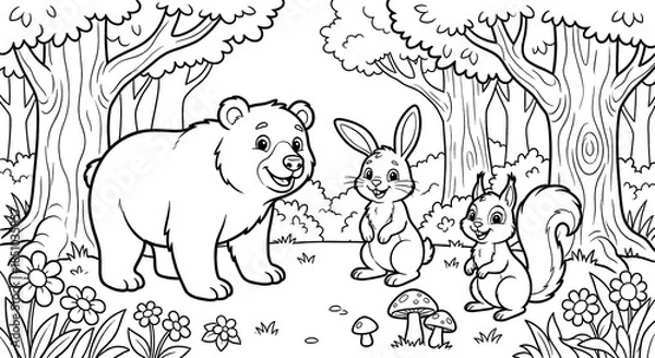 Obraz Forest Friends Coloring Page