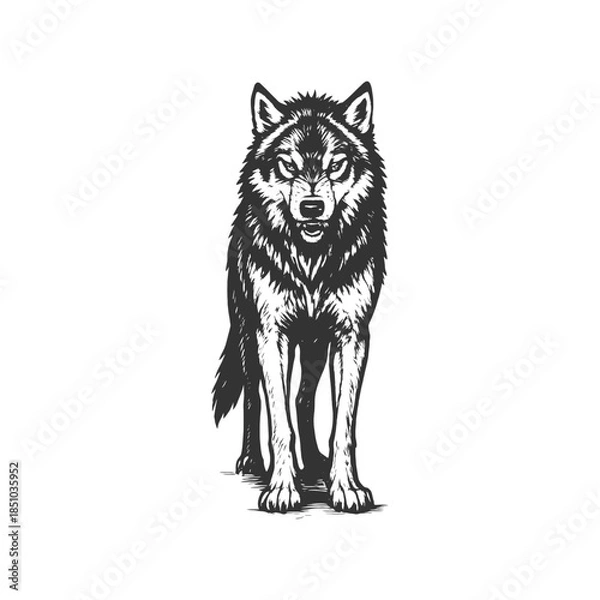 Obraz Night Ember Wolf Icon Carving