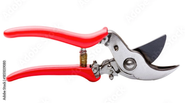 Fototapeta Red handled pruning shears isolated