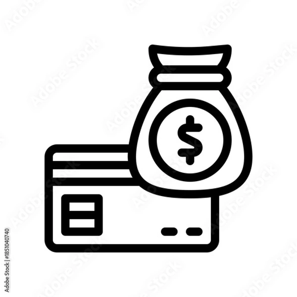 Obraz debit card line icon