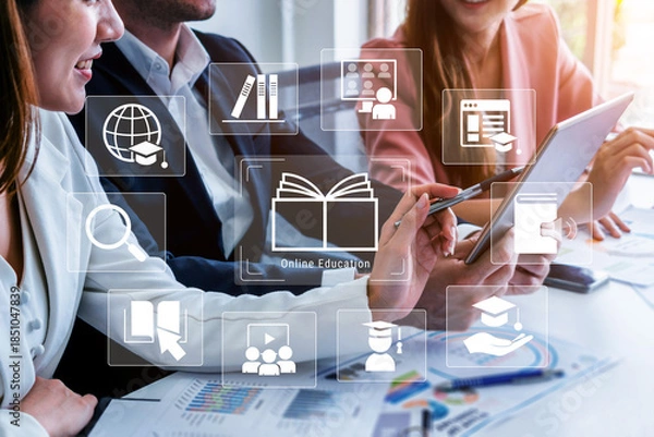 Obraz Online education enables global learning, digital access, and innovative teaching methods Parse