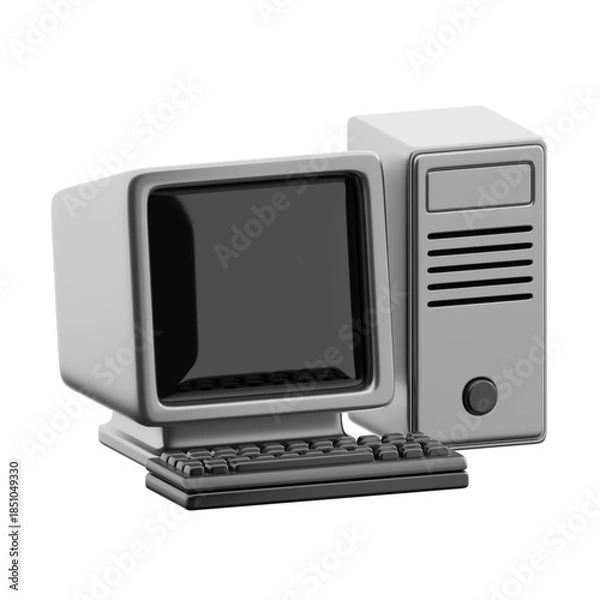 Fototapeta Retro Desktop Computer 3d illustration