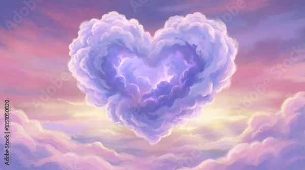 Obraz Clouds form a heart shape in the sky during sunset