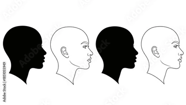 Fototapeta Diverse Conceptual Profile Silhouettes for CreativeProjects