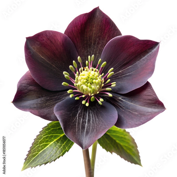 Obraz Black hellebore flower isolated on transparent background PNG