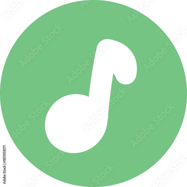 Obraz White music note in green circle