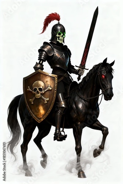 Obraz Spectral Knight: Undead Warrior in Ebony Armor with Cursed Sword