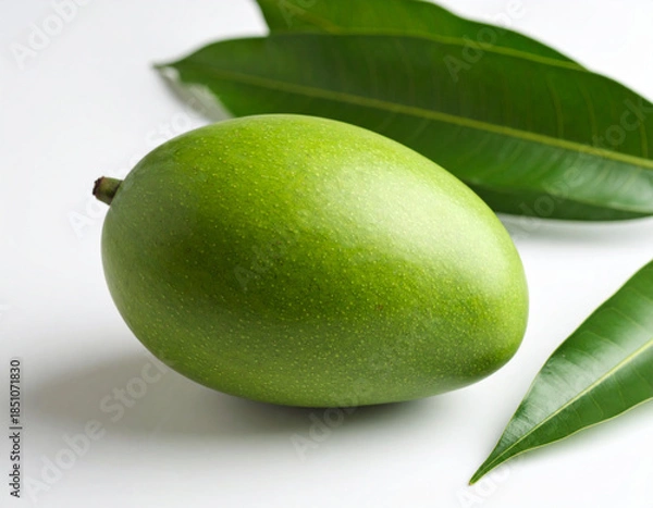 Fototapeta green mango on white background