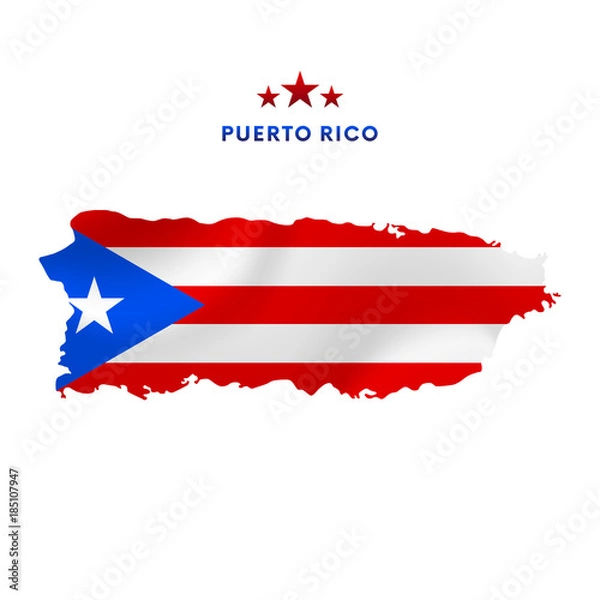 Fototapeta Puerto Rico map with waving flag. Vector illustration.